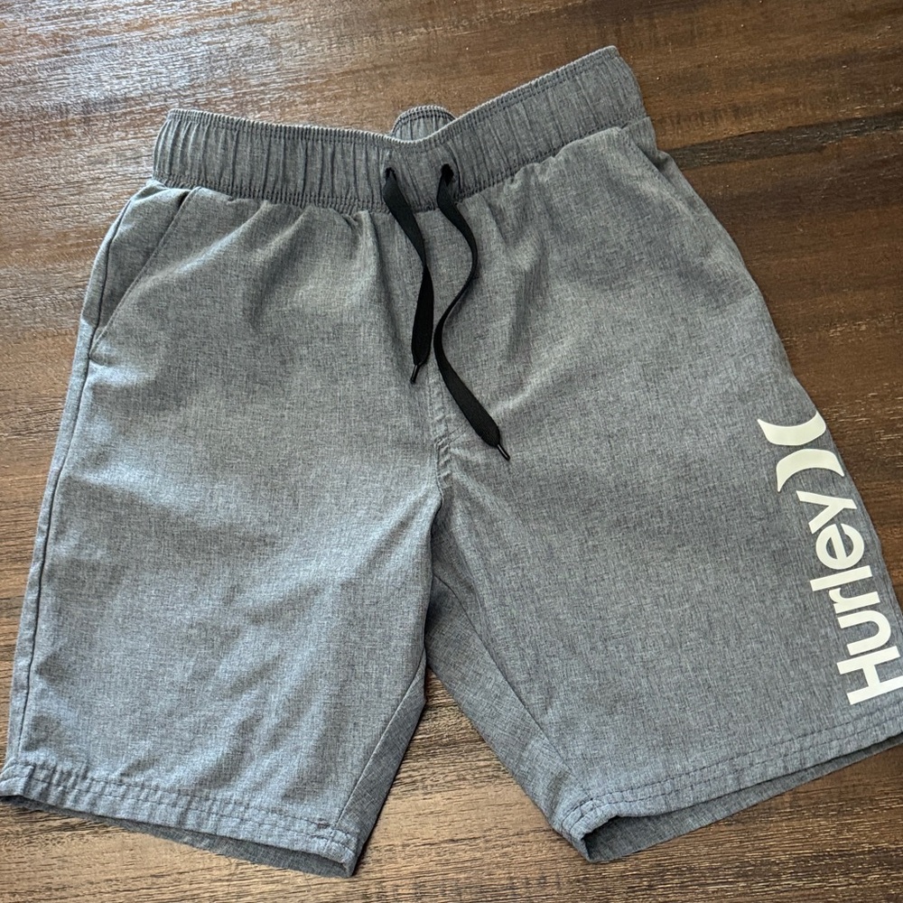Hurley Heather Gray Swim Shorts with Black Drawstring